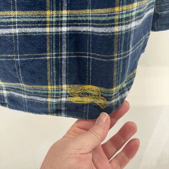 Tony Hawk Mens Medium Plaid Flannel Blue Yellow Skate Grunge Alt Wear Shirt EUC - Picture 4 of 6